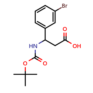 Chemical structure of Boc-3-Amino-3-(3-bromophenyl)propionic acid , CAS 284493-58-9, AChemBlock P39062