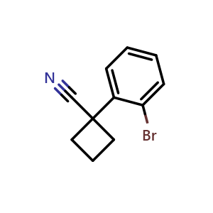Chemical structure of 1-(2-Bromophenyl)cyclobutanecarbonitrile , CAS 28049-62-9, AChemBlock P39083