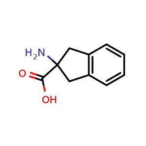 Chemical structure of 2-Amino-2-indancarboxylic acid , CAS 27473-62-7, AChemBlock P39127