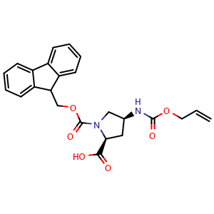 Chemical structure of (4S)-1-Fmoc-4-(Allyloxycarbonylamino)-L-proline , CAS 274676-10-7, AChemBlock P39128
