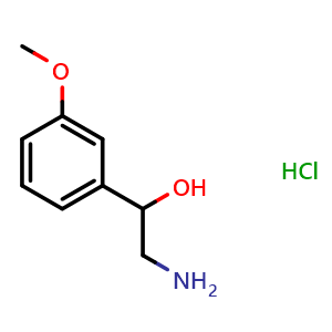 Chemical structure of 2-Amino-1-(3-methoxyphenyl)ethanol hydrochloride , CAS 27382-18-9, AChemBlock P39138