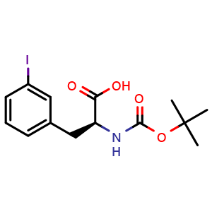 Chemical structure of N-Boc-3-iodo-L-phenylalanine , CAS 273221-75-3, AChemBlock P39143