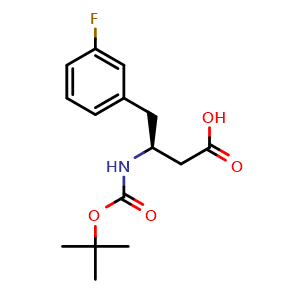 Chemical structure of (S)-3-Fluoro-b-(Boc-amino)benzenebutanoic acid , CAS 270596-51-5, AChemBlock P39151
