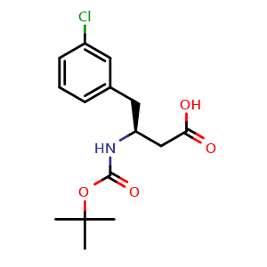 Chemical structure of (S)-3-Chloro-b-(Boc-amino)benzenebutanoic acid , CAS 270596-39-9, AChemBlock P39155