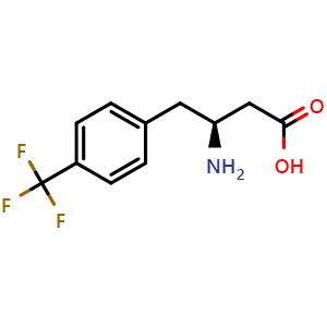 Chemical structure of (S)-b-Amino-4-trifluoromethylbenzenebutanoic acid , CAS 270065-79-7, AChemBlock P39162