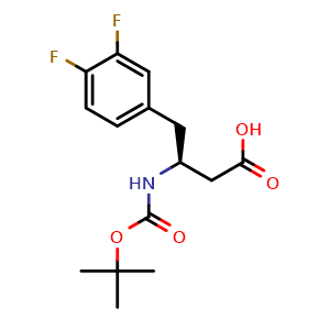 Chemical structure of (S)-3,4-Difluoro-b-(Boc-amino)benzenebutanoic acid , CAS 270063-54-2, AChemBlock P39168