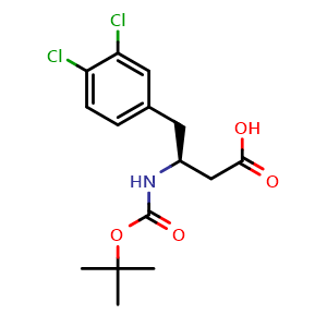 Chemical structure of (S)-3,4-Dichloro-b-(Boc-amino)benzenebutanoic acid , CAS 270063-51-9, AChemBlock P39169