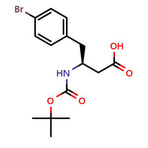 Chemical structure of (S)-4-Bromo-b-(Boc-amino)benzenebutanoic acid , CAS 270062-85-6, AChemBlock P39174