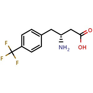 Chemical structure of (R)-b-Amino-4-trifluoromethylbenzenebutanoic acid , CAS 269726-76-3, AChemBlock P39178