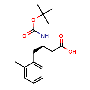 Chemical structure of (R)-2-Methyl-b-(Boc-amino)benzenebutanoic acid , CAS 269398-80-3, AChemBlock P39182