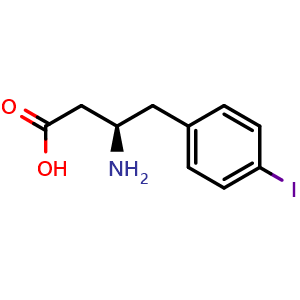Chemical structure of (R)-b-Amino-4-iodobenzenebutanoic acid , CAS 269396-70-5, AChemBlock P39187
