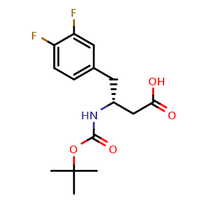 Chemical structure of (R)-3,4-Difluoro-b-(Boc-amino)benzenebutanoic acid , CAS 269396-59-0, AChemBlock P39188