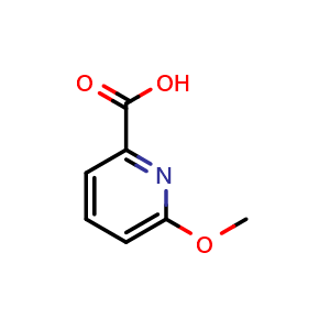 Chemical structure of 6-Methoxy-2-pyridinecarboxylic acid , CAS 26893-73-2, AChemBlock P39197