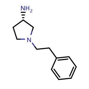 Chemical structure of (3S)-1-(2-Phenylethyl)-3-pyrrolidinamine , CAS 267643-79-8, AChemBlock P39212