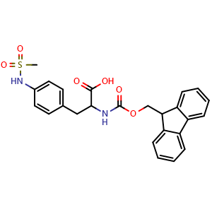 Chemical structure of Fmoc-4-[(Methylsulfonyl)amino]-DL-phenylalanine , CAS 266999-20-6, AChemBlock P39215