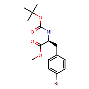 Chemical structure of N-Boc-4-bromo-L-phenylalanine methyl ester , CAS 266306-18-7, AChemBlock P39221