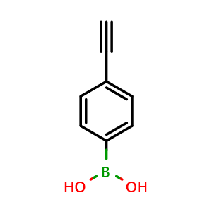 Chemical structure of B-(4-Ethynylphenyl)-boronic acid , CAS 263368-72-5, AChemBlock P39238