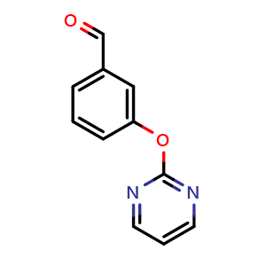 Chemical structure of 3-(2-Pyrimidinyloxy)-benzaldehyde , CAS 263349-26-4, AChemBlock P39239