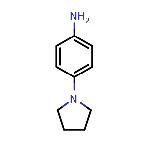 Chemical structure of 4-(Pyrrolidin-1-yl)phenylamine , CAS 2632-65-7, AChemBlock P39241