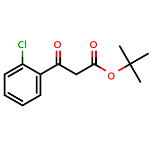 Chemical structure of tert-Butyl b-oxo-2-chloro-benzenepropanoate , CAS 263239-24-3, AChemBlock P39242