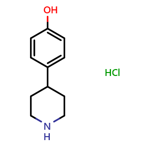 Chemical structure of 4-(4-Piperidinyl)-phenol hydrochloride , CAS 263139-27-1, AChemBlock P39243