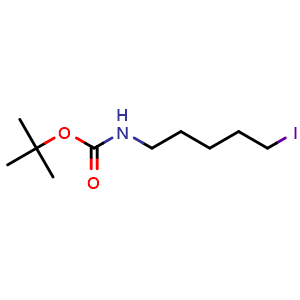 Chemical structure of tert-Butyl 5-iodopentylcarbamate , CAS 262278-05-7, AChemBlock P39253