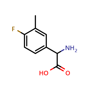 Chemical structure of a-Amino-4-fluoro-3-methyl-benzeneacetic acid , CAS 261951-77-3, AChemBlock P39259
