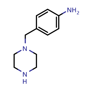 Chemical structure of 4-(Piperazin-1-ylmethyl)phenylamine , CAS 26110-08-7, AChemBlock P39278