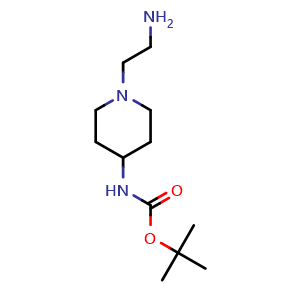 Chemical structure of 1-(2-Aminoethyl)-4-(Boc-amino)piperidine , CAS 259180-79-5, AChemBlock P39289