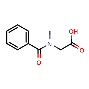 Chemical structure of N-Benzoyl-N-methylglycine , CAS 2568-34-5, AChemBlock P39306