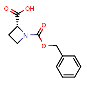 Chemical structure of (2R)-1-Cbz-2-azetidine-carboxylic acid , CAS 25654-51-7, AChemBlock P39313