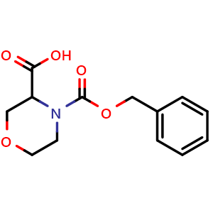 Chemical structure of 4-Cbz-morpholine-3-carboxylic acid , CAS 256446-67-0, AChemBlock P39315