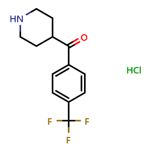 Chemical structure of 4-(4-Trifluoromethylbenzoyl)piperidine hydrochloride , CAS 25519-83-9, AChemBlock P39322