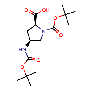 Chemical structure of (4S)-4-(Boc-amino)-1-Boc-L-proline , CAS 254881-69-1, AChemBlock P39327