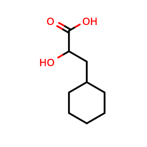 Chemical structure of a-Hydroxy-cyclohexanepropanoic acid , CAS 25400-54-8, AChemBlock P39330