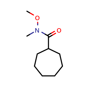 Chemical structure of N-Methoxy-N-methylcycloheptanecarboxamide , CAS 253429-08-2, AChemBlock P39334