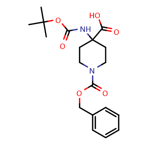 Chemical structure of 1-Cbz-4-(Boc-amino)-4-piperidinecarboxylic acid , CAS 252720-32-4, AChemBlock P39339