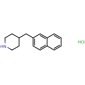 Chemical structure of 4-(Naphthalen-2-ylmethyl)piperidine hydrochloride , CAS 252563-97-6, AChemBlock P39340