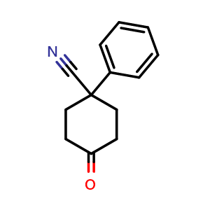 Chemical structure of 4-Cyano-4-phenylcyclohexanone , CAS 25115-74-6, AChemBlock P39361
