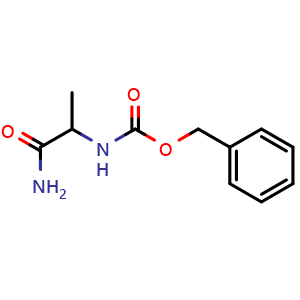 Chemical structure of N-Cbz-DL-alanine amide , CAS 2503-29-9, AChemBlock P39366