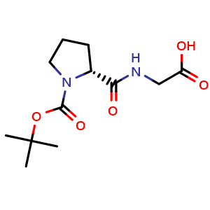 Chemical structure of 1-Boc-D-prolyl-glycine , CAS 250290-80-3, AChemBlock P39367