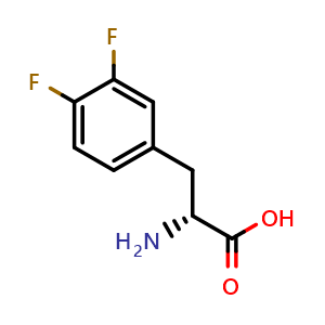 Chemical structure of 3,4-Difluoro-D-phenylalanine , CAS 249648-08-6, AChemBlock P39373