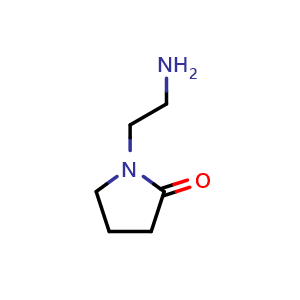 Chemical structure of 1-(2-Aminoethyl)-2-pyrrolidinone , CAS 24935-08-8, AChemBlock P39375