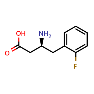 Chemical structure of (S)-b-Amino-2-fluorobenzenebutanoic acid , CAS 246876-92-6, AChemBlock P39396