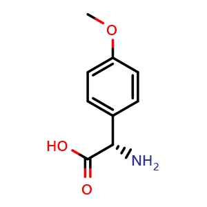 Chemical structure of (S)-2-Amino-2-(4-methoxyphenyl)acetic acid , CAS 24593-48-4, AChemBlock P39405