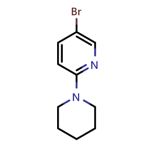 Chemical structure of 5-Bromo-2-(1-piperidinyl)pyridine , CAS 24255-95-6, AChemBlock P39431