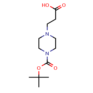 Chemical structure of 4-Boc-1-piperazinepropanoic acid , CAS 242459-97-8, AChemBlock P39433