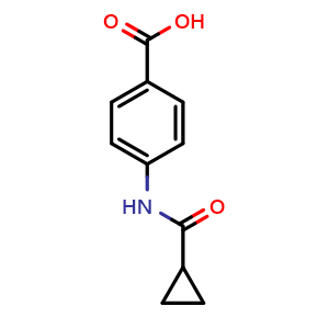 Chemical structure of 4-[(Cyclopropylcarbonyl)amino]benzoic acid , CAS 23745-26-8, AChemBlock P39472