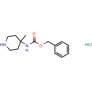 Chemical structure of (4-Cbz-amino)-4-methylpiperidine hydrochloride , CAS 236406-15-8, AChemBlock P39480