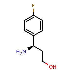 Chemical structure of (R)-3-Amino-3-(4-fluorophenyl)propan-1-ol , CAS 228422-47-7, AChemBlock P39530